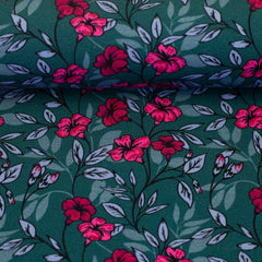 Modal French Terry Kleine Blüten Kairo - 750 petrol