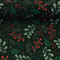 Sweatshirt Stoff Holly Misteln&Beeren