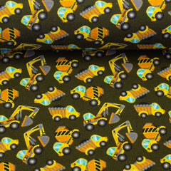 Baumwolljersey Silas Baufahrzeuge - 764 khaki