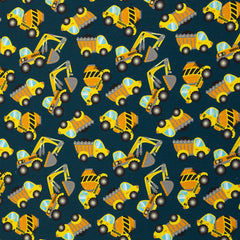 French Terry Sina Baufahrzeuge - 750 dunkelpetrol