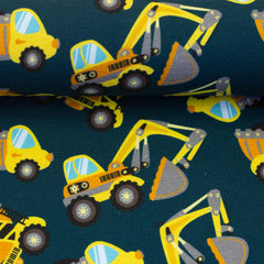 French Terry Sina Baufahrzeuge - 750 dunkelpetrol