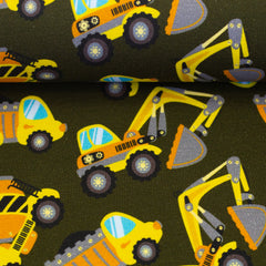 French Terry Sina Baufahrzeuge - 764 khaki