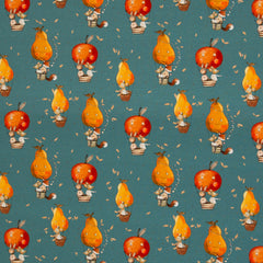 French Terry Little Fox & Friends - 748 petrol