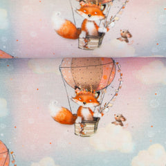 French Terry Little Fox & Friends - 842 rosa/blau