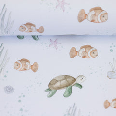 Baumwolljersey Beach Clownfisch & Schildkröte by Christiane Zielinski