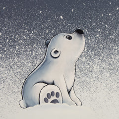 Kissen Panel Velvet On The Rocks - Snowfall Bear by Thorsten Berger