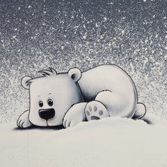 Kissen Panel Velvet On The Rocks - Snowfall Bear by Thorsten Berger