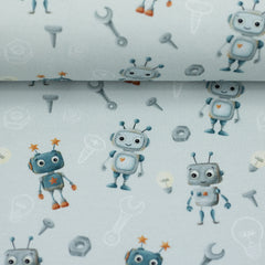 Baumwolljersey Hello Robot ! by Mrs. Mint Design