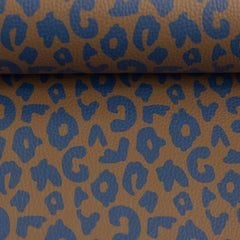 Reststück: 0,30m -Kunstleder Happy Leo by Cherry Picking - ocker blau