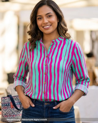 Viskosestoff Wavy Stripes