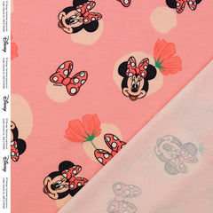 Reststück: 1,00m Baumwolljersey Lizenz Disney- Minnie Mouse - Rosa Grundig