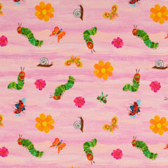Reststück: 1,45m Baumwolljersey Lizenz by Eric Carle- die kleine Raupe Nimmersatt in Rosa Grundig