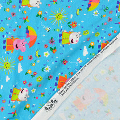 Reststück: 0,95m Baumwolljersey Lizenz - Peppa Wutz - Rainy Days türkis