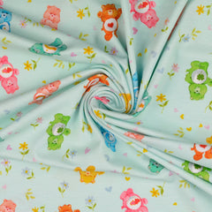Reststück: 1,70m Baumwolljersey Glücksbärchis colorful Bears - hellmint
