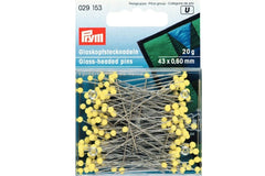20g Glaskopfstecknadeln gelb PRYM 43 x 0,60 mm