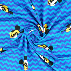 Reststück. 1,35m Lizenz Baumwolljersey Mickey Mouse Zickzack
