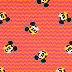 Reststück. 1,20m Lizenz Baumwolljersey Mickey Mouse Zickzack rot