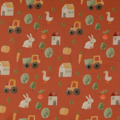 Reststück: 1,00m - Baumwolle Landleben kupfer