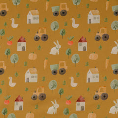 Reststück: 1,00m - Baumwolle Landleben ocker gelb