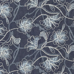 Bestickter Jeansstoff Denim Lisa Leaves