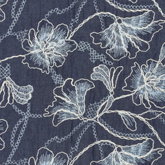 Bestickter Jeansstoff Denim Lisa Leaves