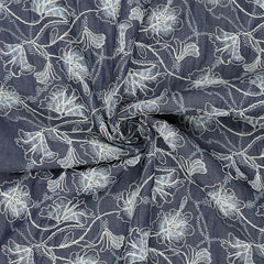 Bestickter Jeansstoff Denim Lisa Leaves