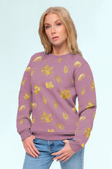 Sweatshirtstoff Goldene Blätter by Glitzerpüppi - altrosa