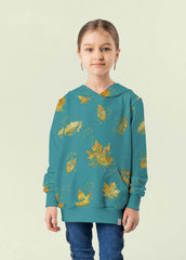 Sweatshirtstoff Goldene Blätter by Glitzerpüppi - mint