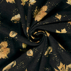 Sweatshirtstoff Goldene Blätter by Glitzerpüppi - schwarz