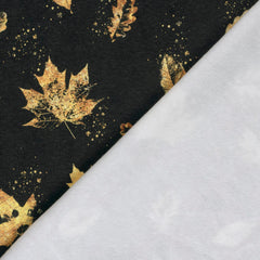 Sweatshirtstoff Goldene Blätter by Glitzerpüppi - schwarz