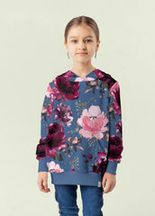 Sweatshirtstoff Rosen by Glitzerpüppi - stahlblau