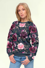Sweatshirtstoff Rosen by Glitzerpüppi - dunkelblau