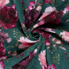 Sweatshirtstoff Rosen by Glitzerpüppi - petrol