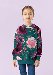Sweatshirtstoff Rosen by Glitzerpüppi - petrol