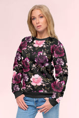 Sweatshirtstoff Rosen by Glitzerpüppi - schwarz
