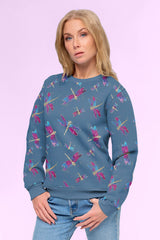 Sweatshirtstoff Libellen by Glitzerpüppi - stahlblau