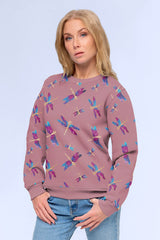 Sweatshirtstoff Libellen by Glitzerpüppi - altrosa