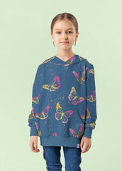 Sweatshirtstoff Schmetterlinge by Glitzerpüppi - stahlblau