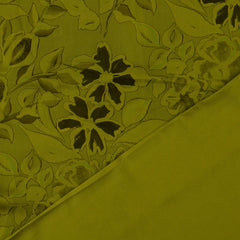 Viskose Satin Balea Blumen - olivgrün