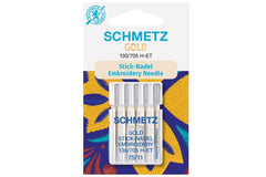 5 Nähmaschinennadeln Stick-Nadel GOLD 75/11