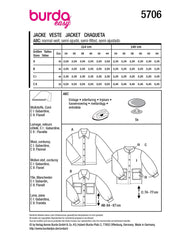 Schnittmuster burda easy - Jacke 5706