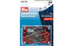 5g Glaskopfstecknadeln "super fine" PRYM 35 x 0,40 mm