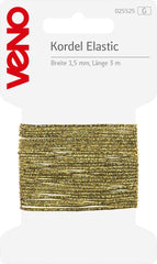 3 Meter Kordel Elastic 1,5 mm gold/silber