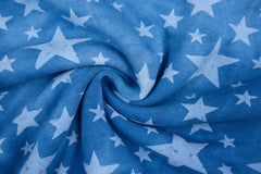 Reststück: 1,50 Meter - Alpenfleece Batik Look Sterne blau