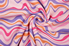 Reststück: 1,10 m Alpenfleece bunte Wellen Rosa