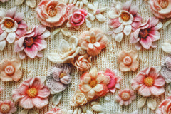 Reststück: 0,80m Alpenfleece Digital Knitted Flowers Des.1