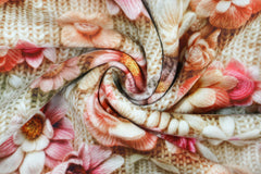 Reststück: 0,80m Alpenfleece Digital Knitted Flowers Des.1