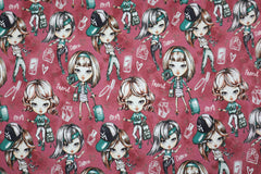 Alpenfleece Digital Girls Travel & Dance - burgundy