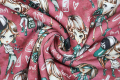 Alpenfleece Digital Girls Travel & Dance - burgundy