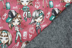 Alpenfleece Digital Girls Travel & Dance - burgundy